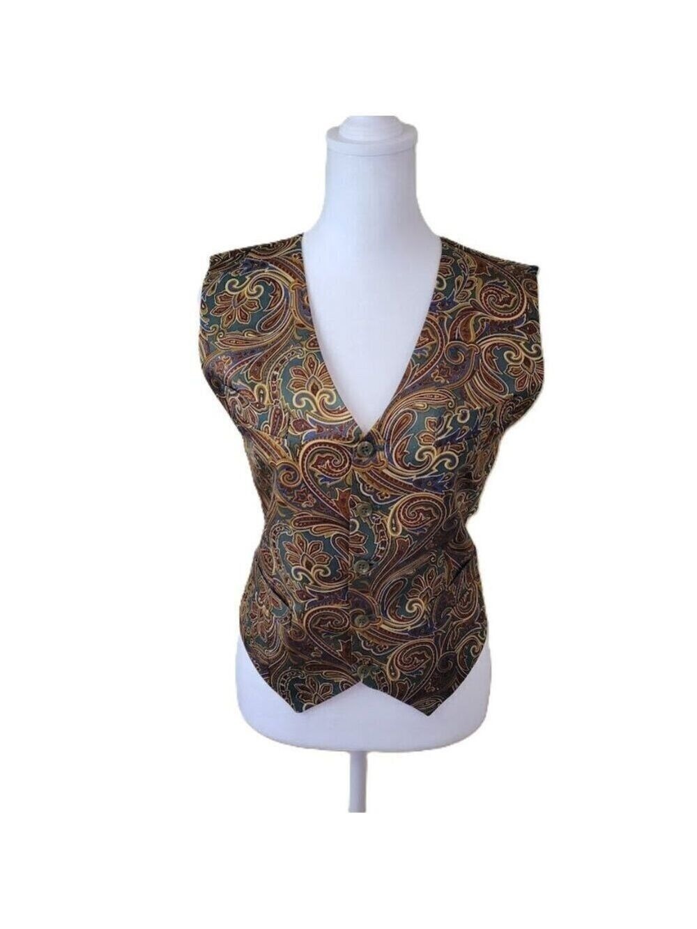 Vintage 100% Silk Classiques Paisley Vest Women's Size S Petites